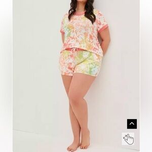 torrid | Women's Tye Dye Colorful  Lightweight Hacci Lounge Set Size 3X